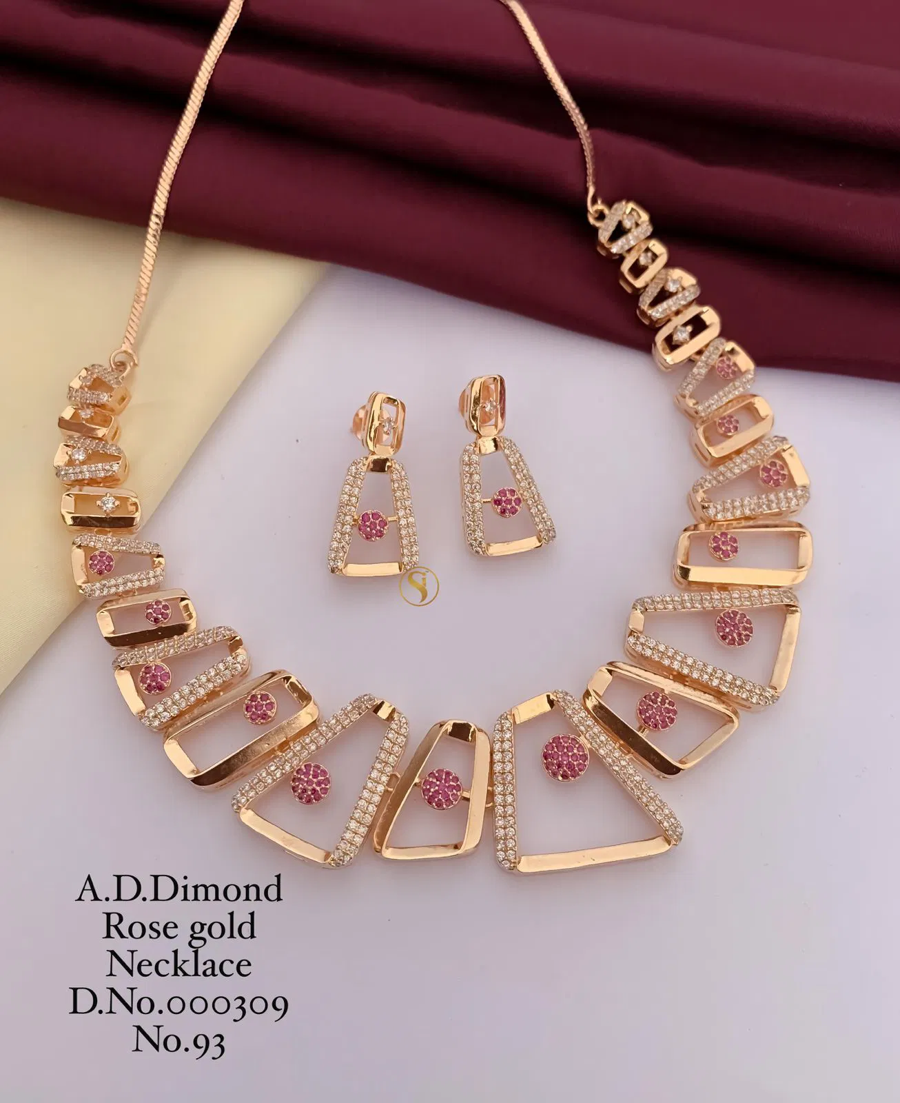 309 AD Diamond Designer Party Wear Necklace Set Wholesalers In Delhi
